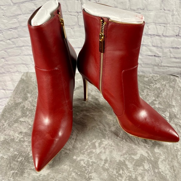 Brand New Michael Michael Kors Red Leather Rue Leather stiletto Booties 9M - Picture 12 of 14